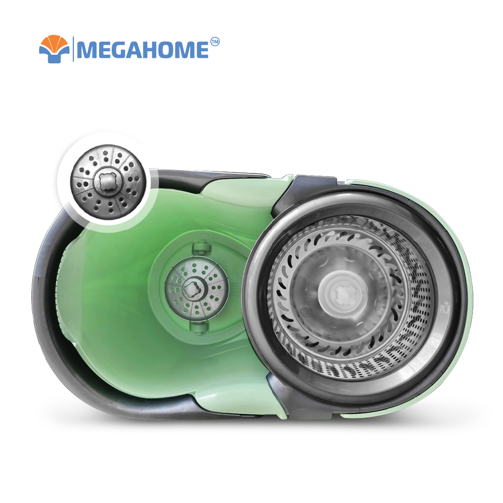 [Tặng 1 bông] Bộ Lau Nhà Megahome New X3, dung tích 16l, lồng vắt inox tháo rời, xoay 360 dộ