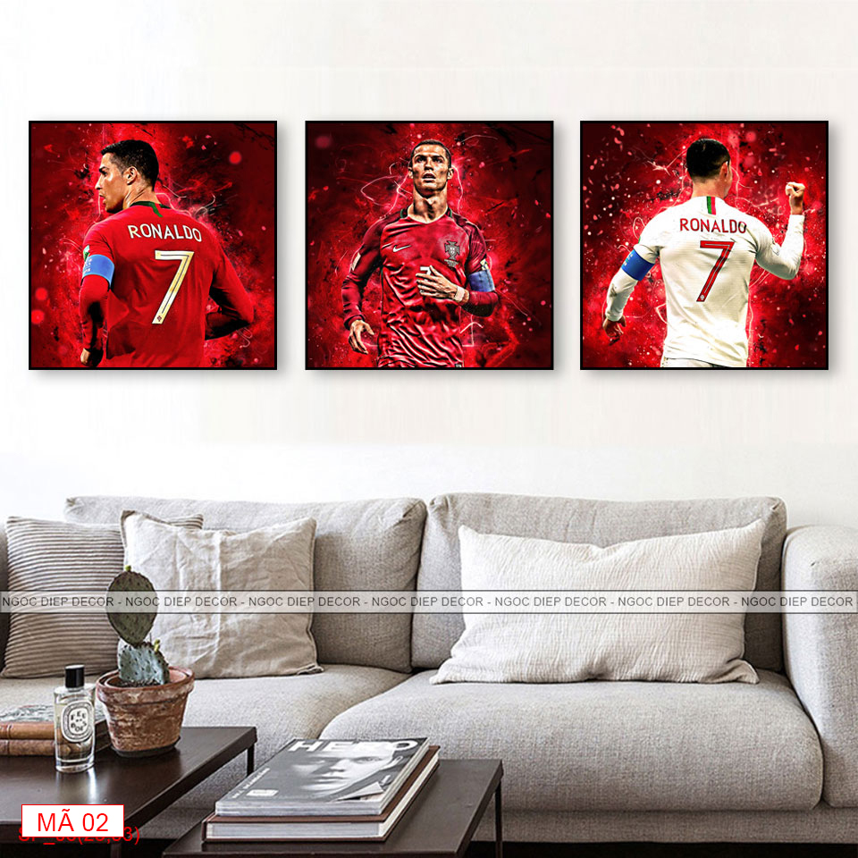 Tranh dán tường Ronaldo CR7, tranh trang trí phòng game, phòng ngủ, tranh treo in sắc nét