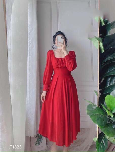 ĐẦM NỮ MAXI VOAN TAY DÀI (CÓ MÚT NGỰC) THỜI TRANG THIẾT KẾ AKIKO MX85