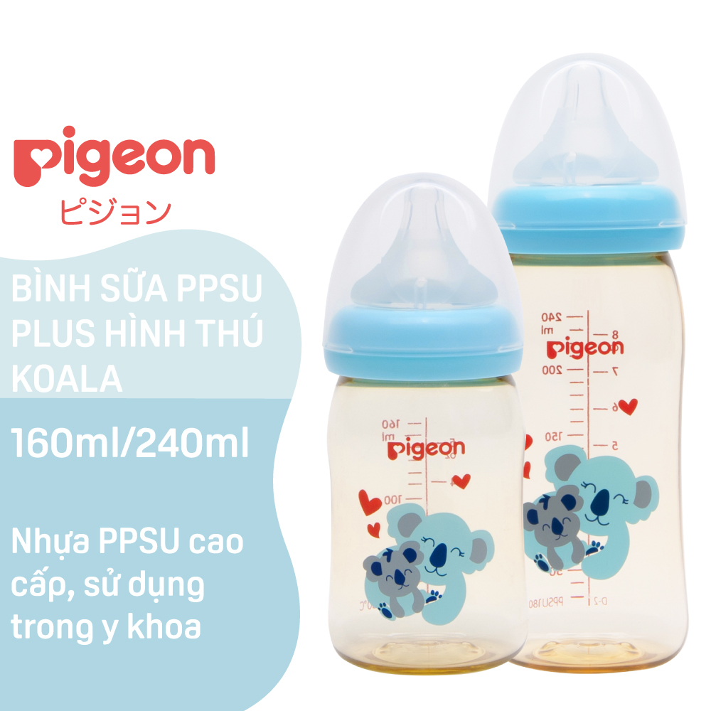 Bình Sữa PPSU Plus Hình Thú Koala Pigeon 160ML/240ML