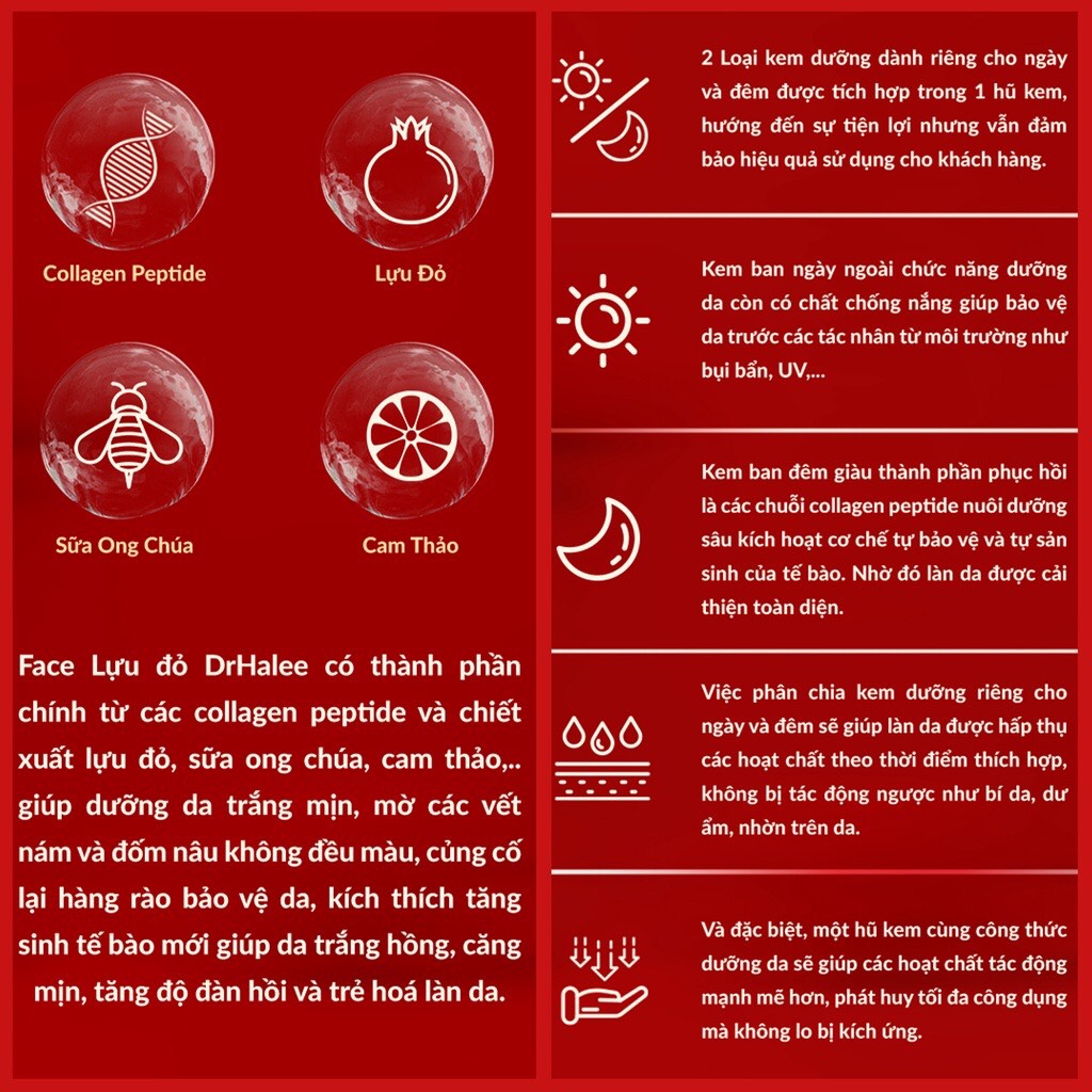 Kem Face Ruby Lựu Đỏ Drhalee