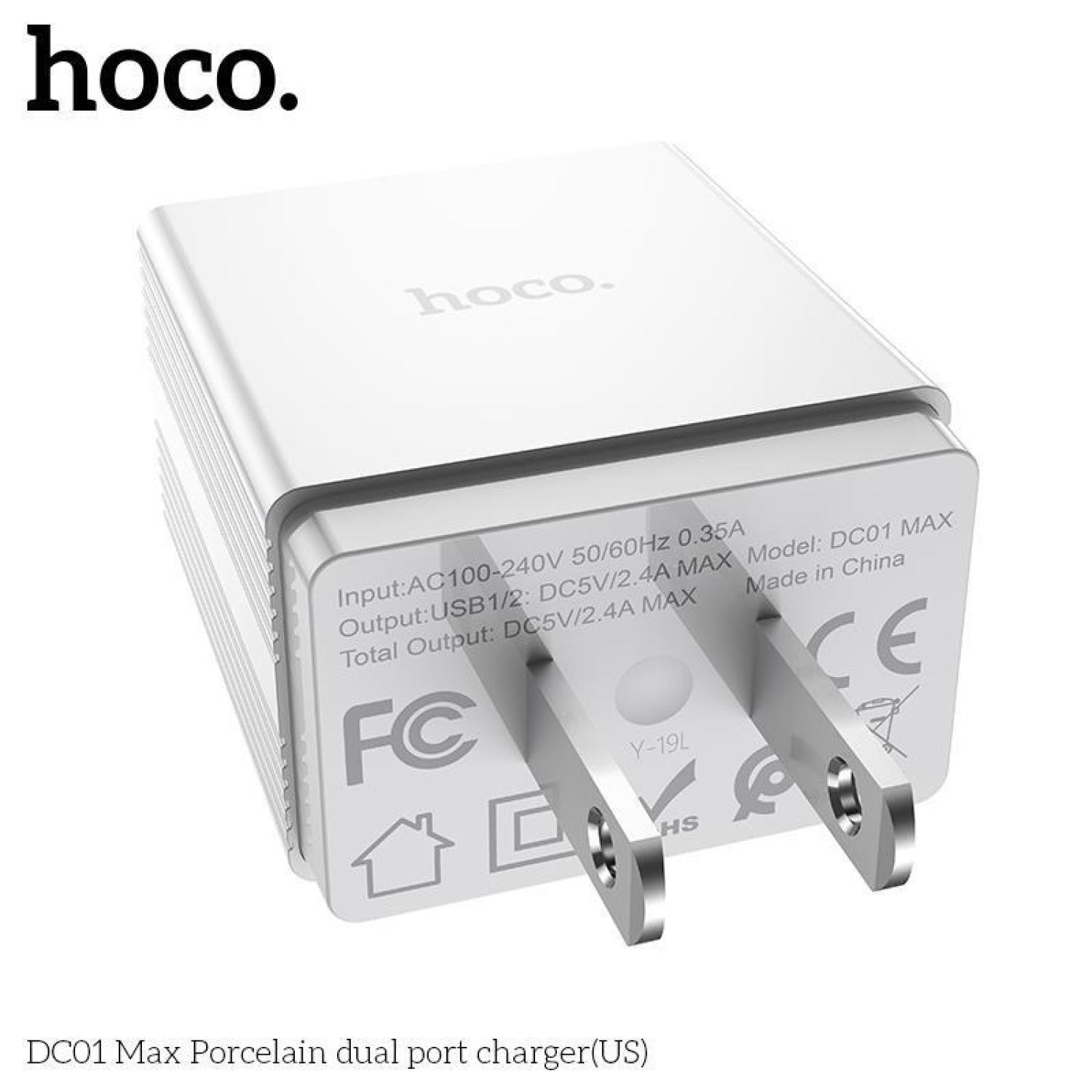 Củ sạc Hoco c50 2 cổng USB, hỗ trợ sạc nhanh 2.1A.