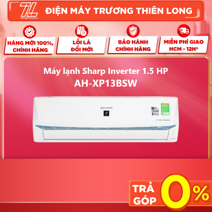 Máy lạnh sharp inverter 1.5 hp ah-xp13bsw - - 7 chức năng bảo vệ an toàn theo chất lượng nhật chế độ super jet – giảm đến 5°c trong 5 phút - giao hàng toàn quốc - ngoài hcm tính phí