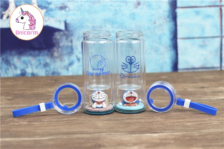 Bình nước thuỷ tinh Doraemon - bình thuỷ tinh doremon cực đẹp ( 2 lớp )