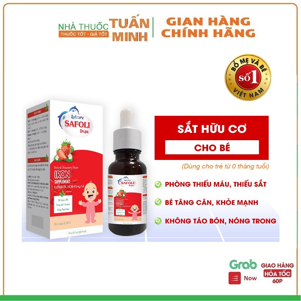 Sắt Avisure Safoli Drops hữu cơ dành cho bé 20ml