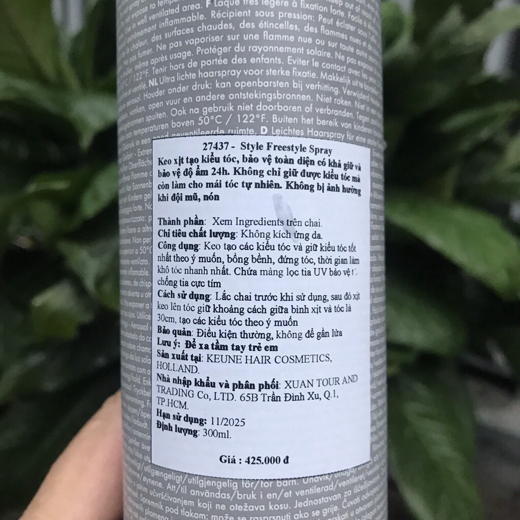 Keo xịt tạo kiểu tóc Keune -Style Freestyle Spray 300ml