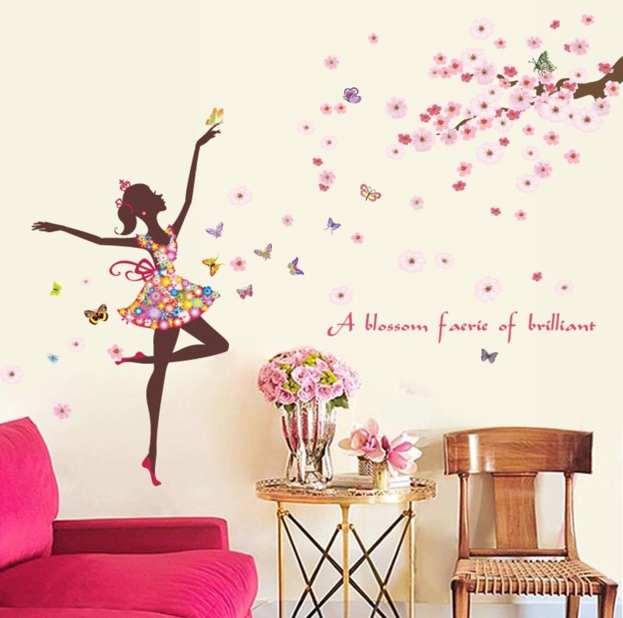 decal dán tường cô gái múa trang trí