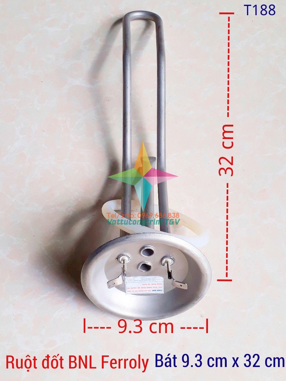 Ruột đốt Bình Nóng Lạnh FERROLI thẳng bát tròn 9,3cm x 32cm