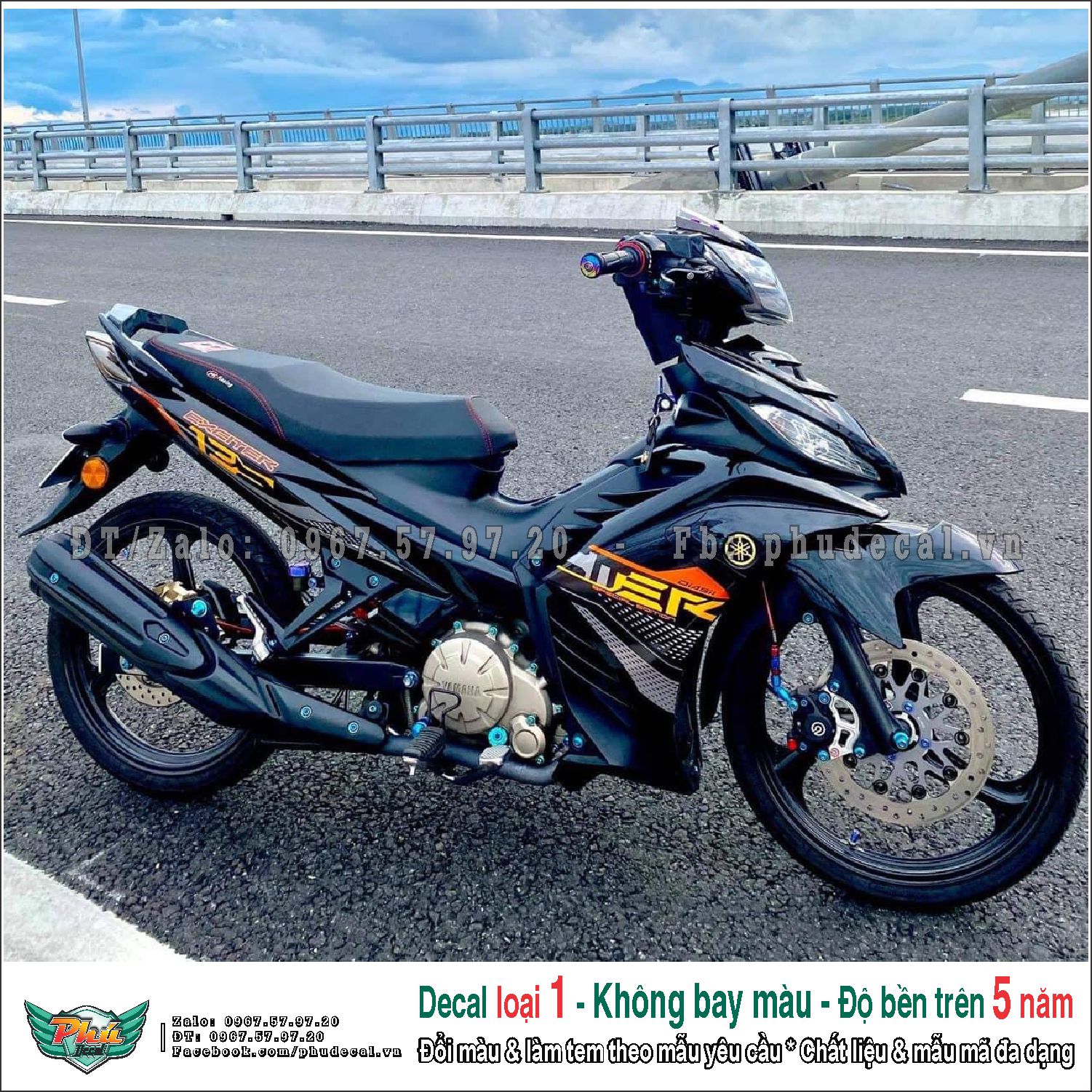 Tem rời exciter 135 y15zr đen cam