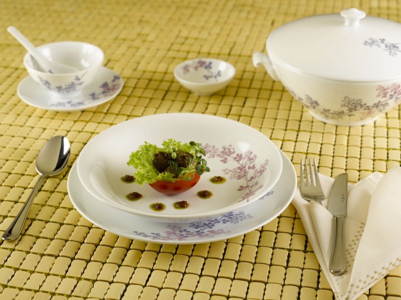 Fork Deep heart 23 cm-Daisy-grass purple-ceramics high-end intelligent long