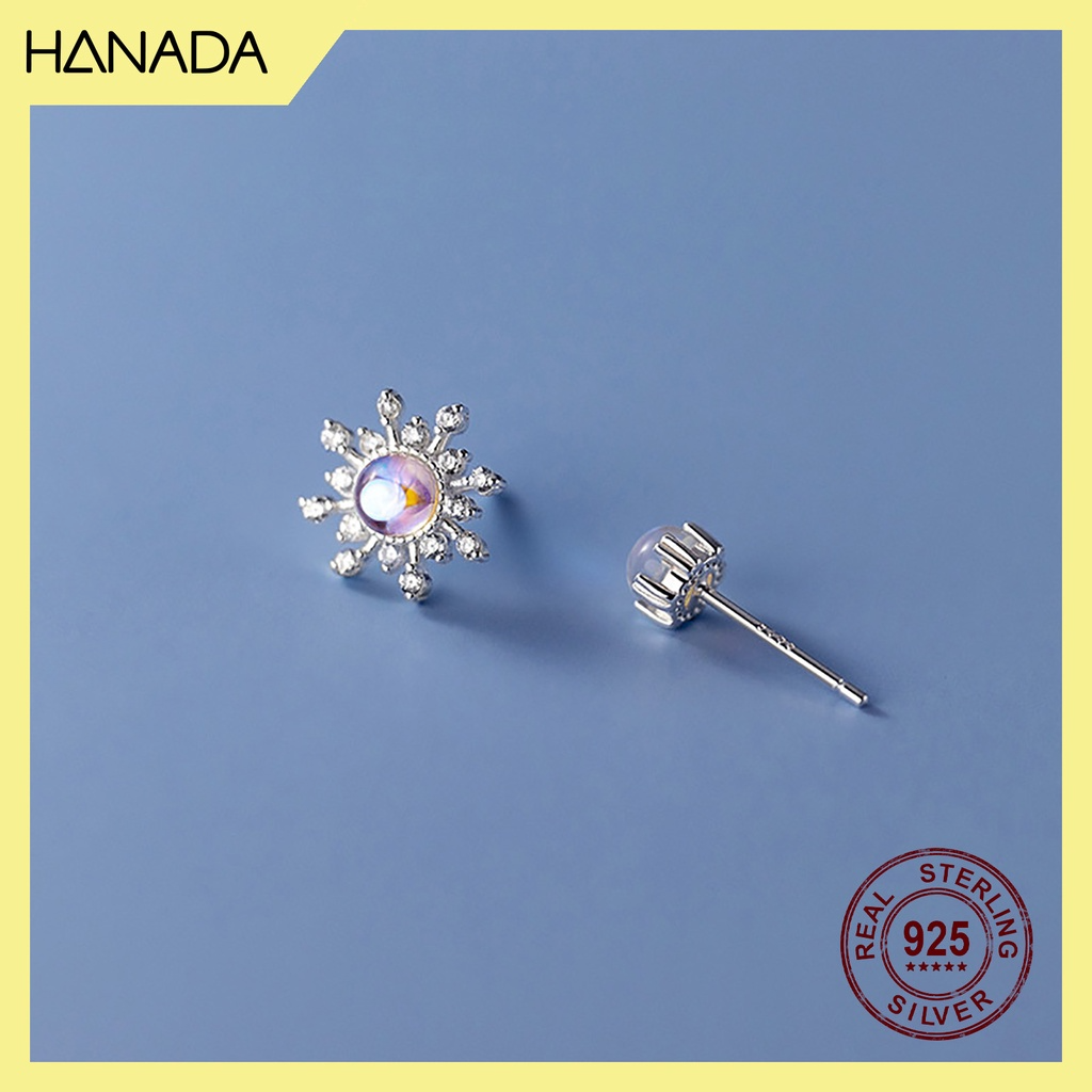 Bông Tai Bạc 925 Hanada Sao Đá Bất Đối Xứng 0376