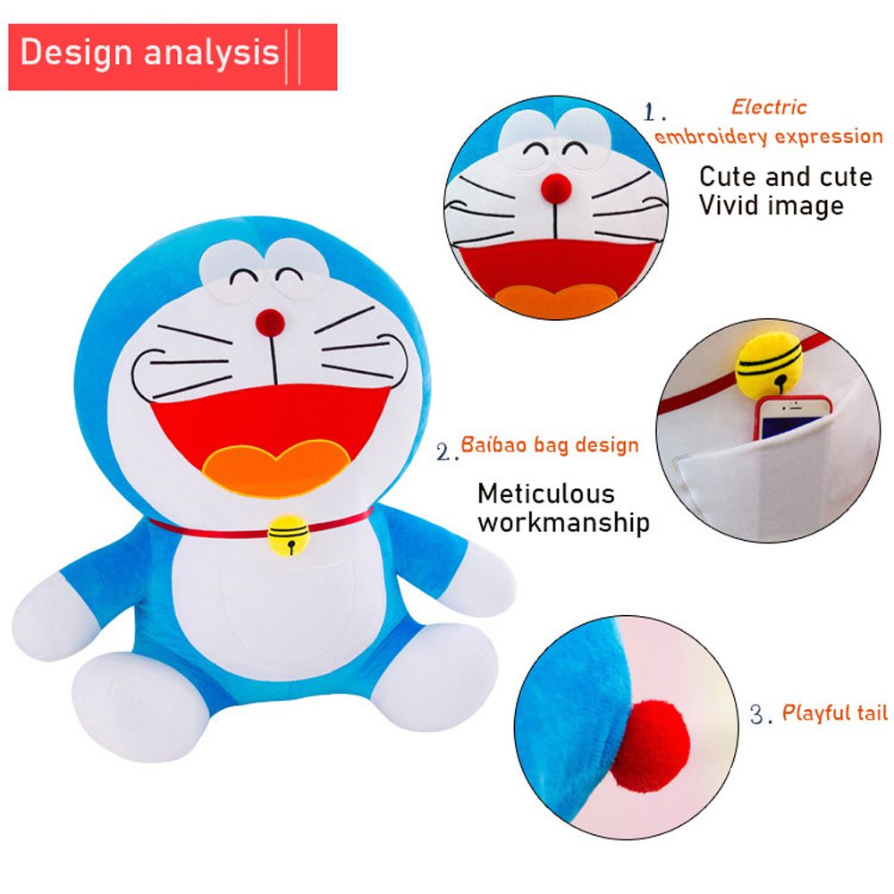 YINLMALL 25/35 / 50cm Kawaii Quà tặng sinh nhật cho bạn gái Động vật mềm Búp bê mèo Đồ chơi nhồi bông Doraemon Hình anime Búp bê sang trọng Đồ chơi Doraemon sang trọng