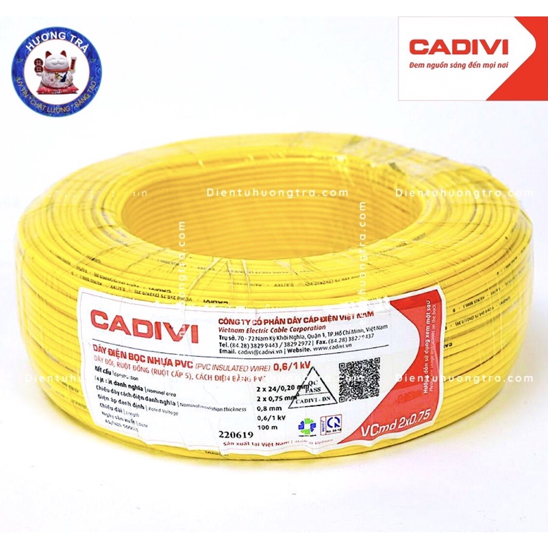Dây điện đôi mềm cadivi vcmd 2×0.75 0.6/1kv - cuộn 100m