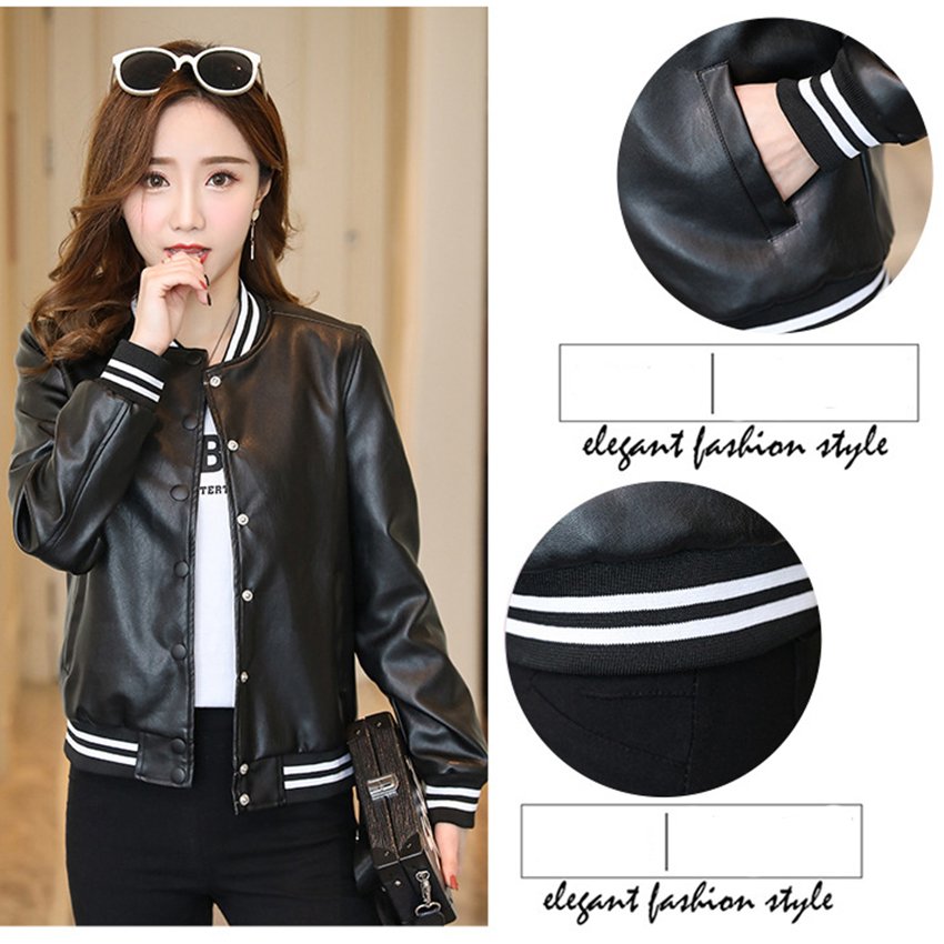 ÁO KHOÁC DA NỮ DÁNG BOMBER HÀN QUỐC
