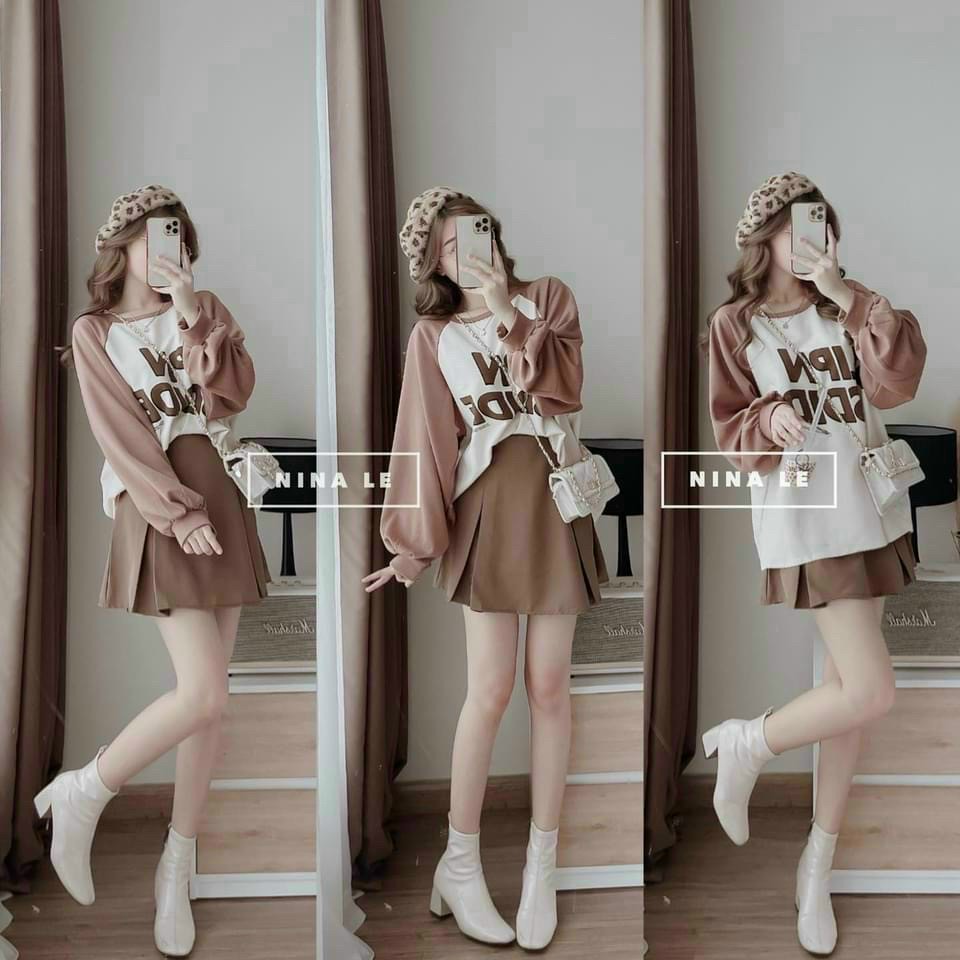 Set bộ nữ áo cotton phối váy for trẻ trung năng động hot