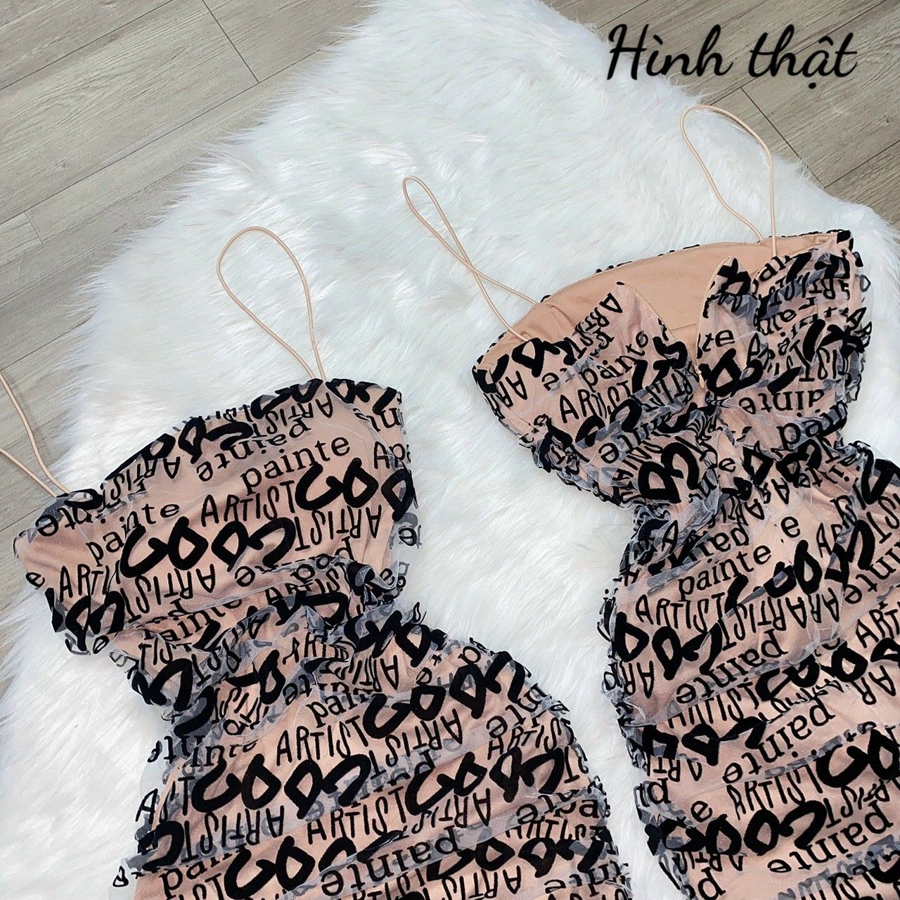 ĐẦM BODY ÔM HAI DÂY PHỐI LƯỚI
