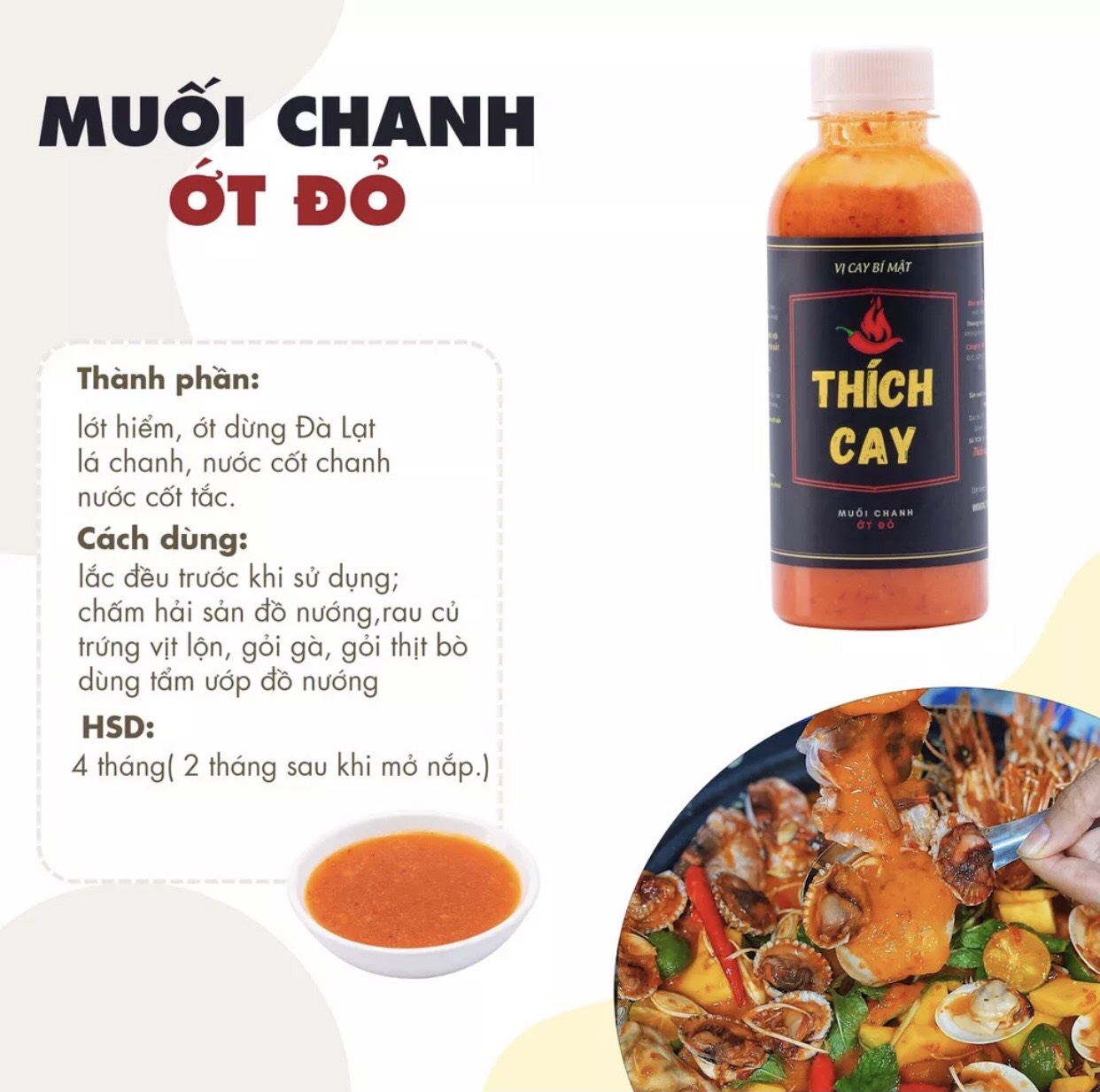 Muối Chanh Ớt Đỏ Thích Cay - Nước sốt chấm đỏ