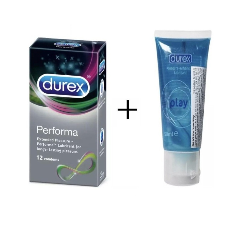 Combo Gel bôi trơn Durex Play 50ml + 1 hộp Durex Performa 12 bao