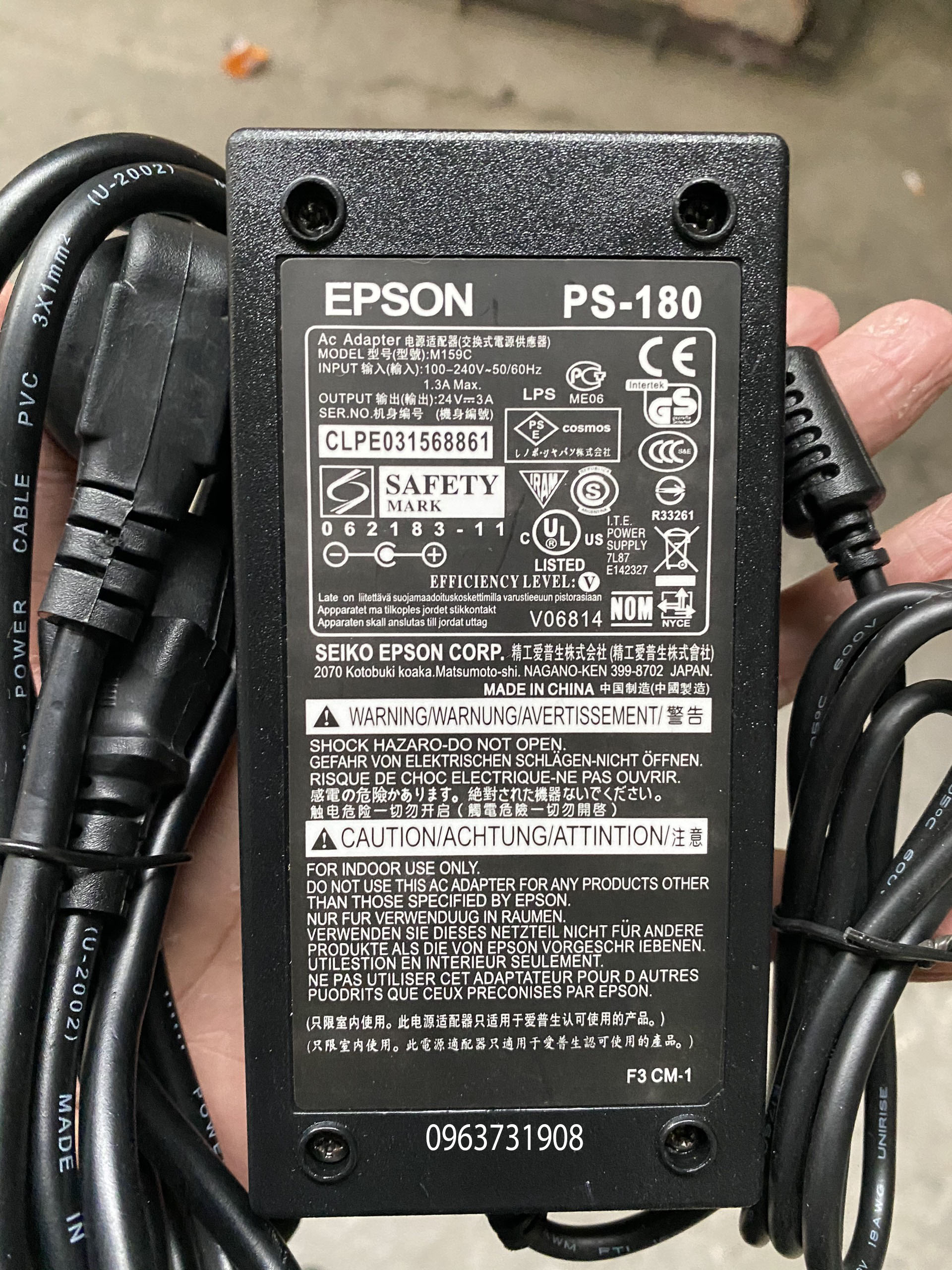 Adapter nguồn 24V 3A zin bóc máy