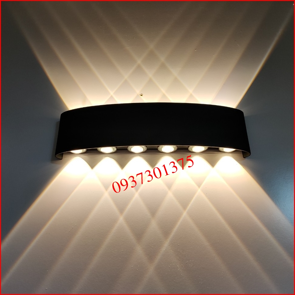 Đèn led hắt tường chiếu sáng 2 đầu loại 12w chống nước_ánh sáng vàng dendecor247 h130-12 thân đèn bằng nhôm hợp kim