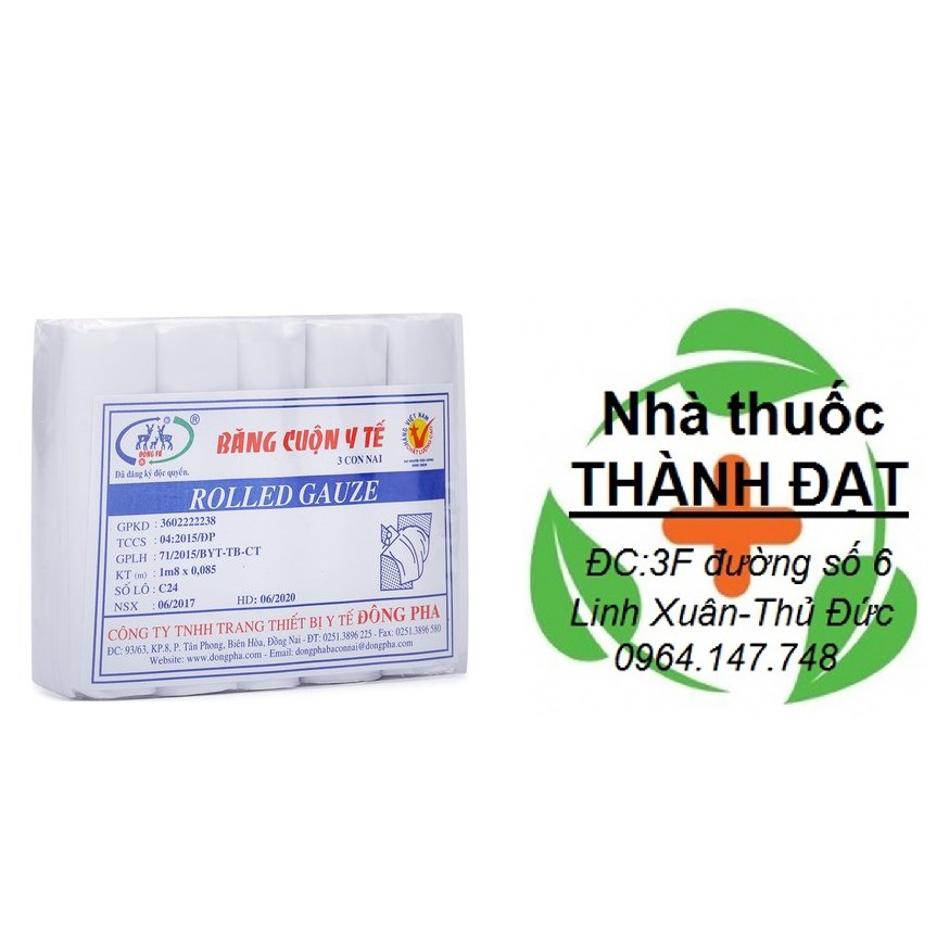 (1 lốc 5 cuộn) băng gạc cuộn y tế đông pha 3 con nai