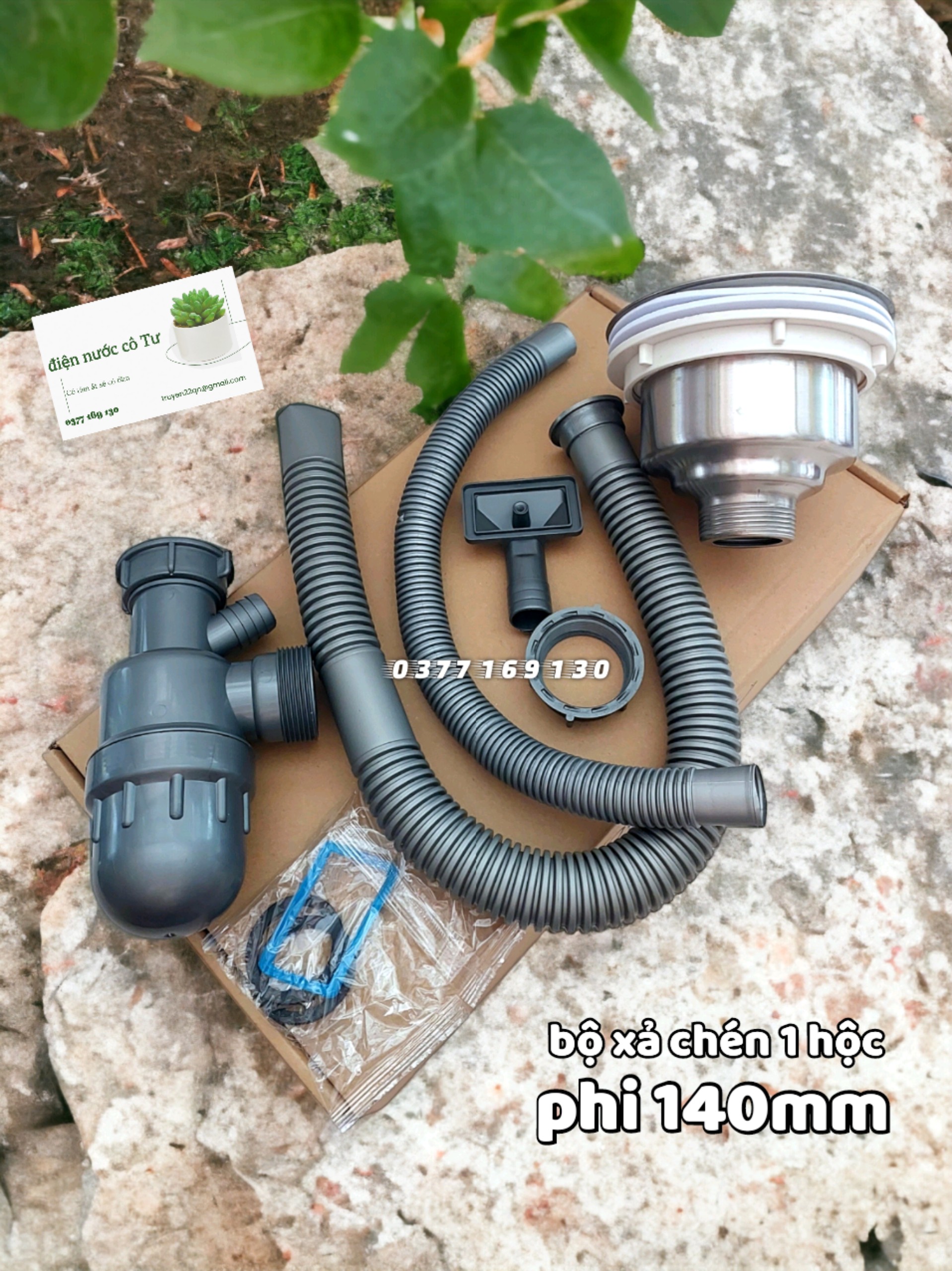 Bộ xả chậu rửa chén đôi 2 hộc phi 110mm, phi 140mm, bộ xả chén INOX cho chậu đá, chậu composite