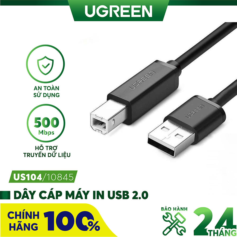 Cáp máy in USB 2.0 dài 1.5m chính hãng Ugreen 10845