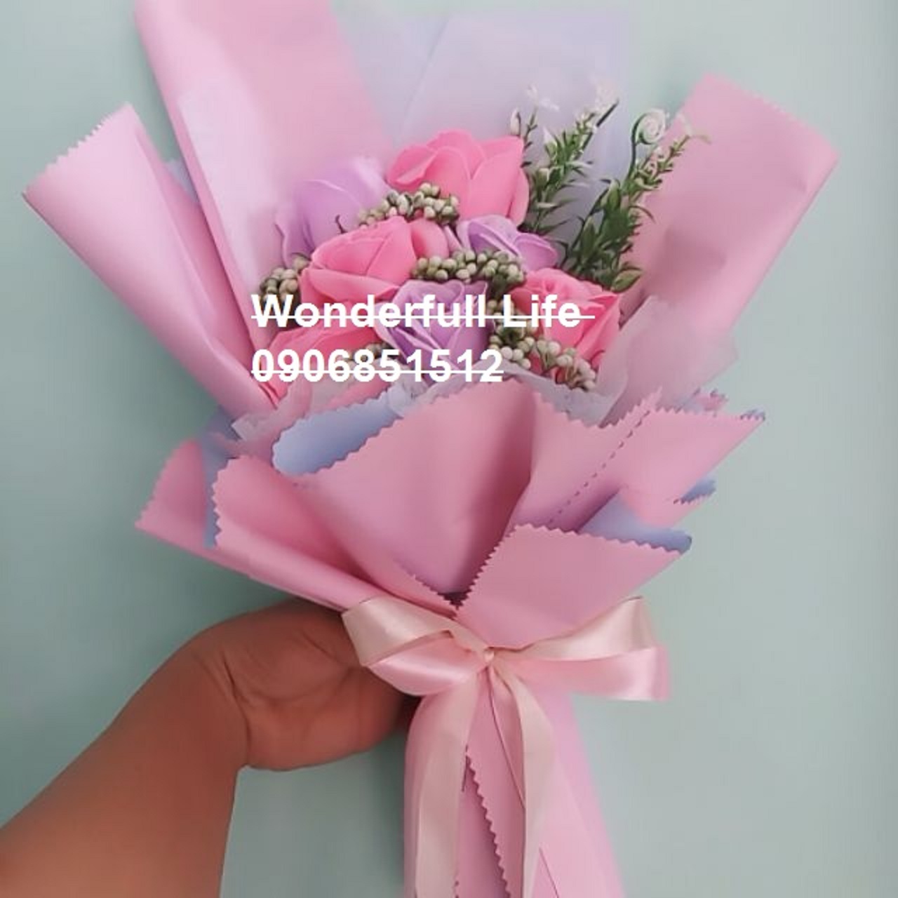 Bó hoa hông sáp thơm vĩnh cửu 5 bông