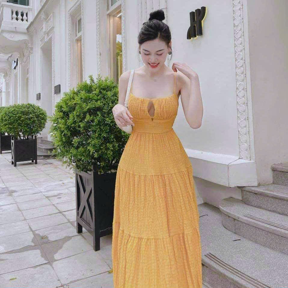 [HCM] Đầm Maxxi 2 Dây Xếp Tầng (có mút ngực)