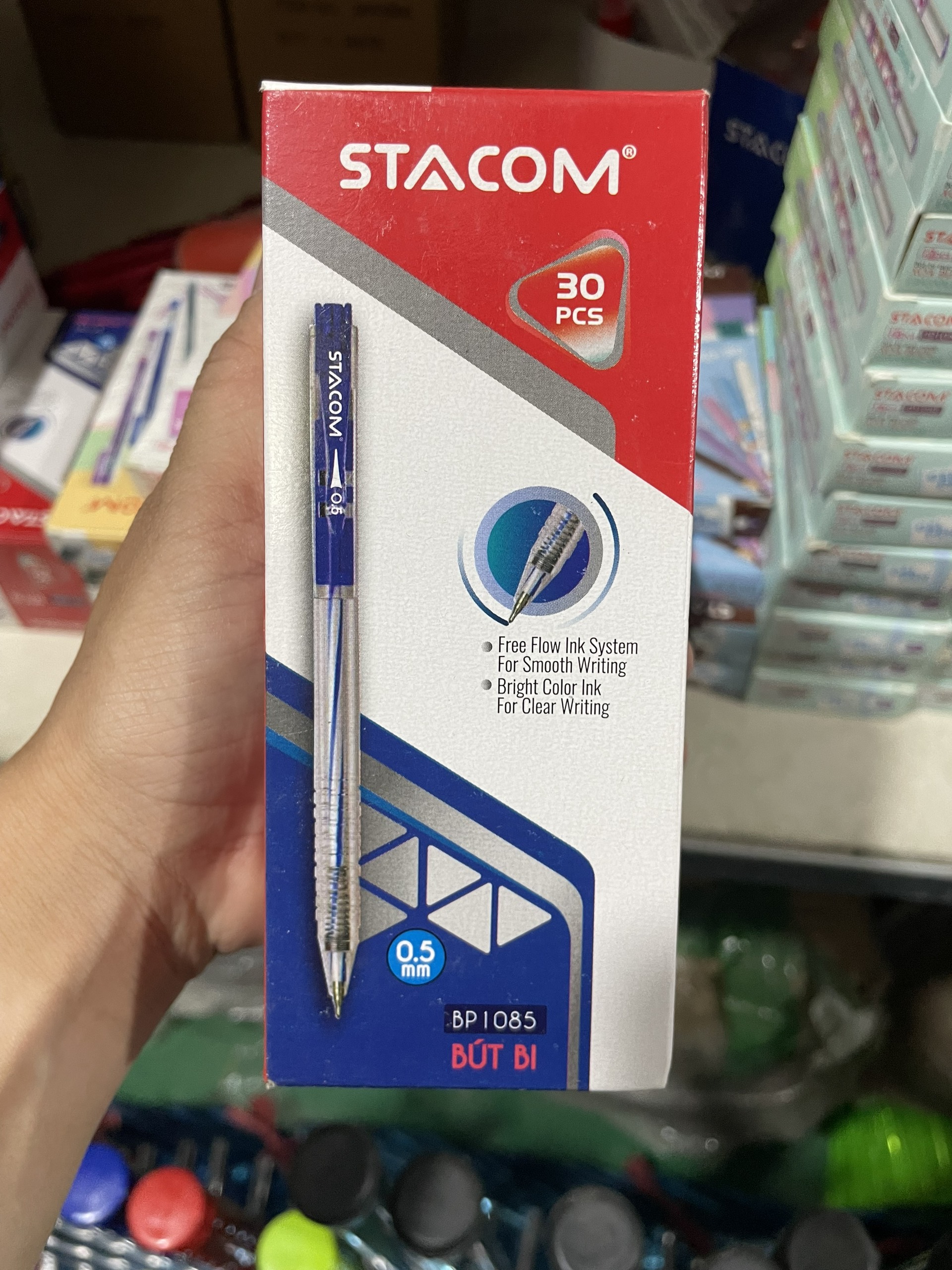 Bút bi mực xanh stacom 0.5mm bp1085