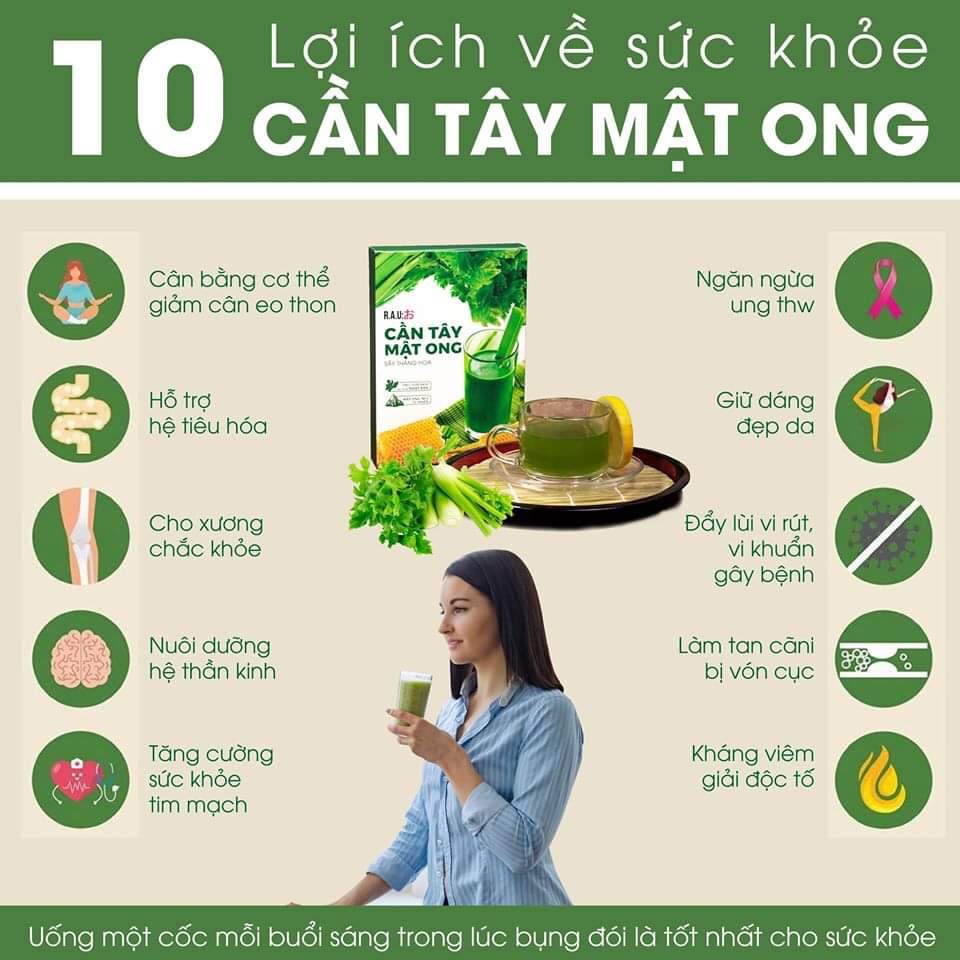 COMBO 5 HỘP CẦN TÂY MẬT ONG (tặng kèm bình thủy tinh)