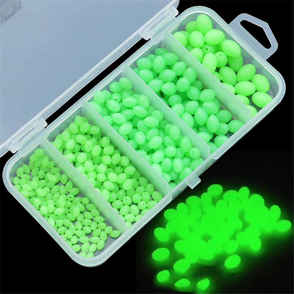 Soft Fluorescent Glow Rubber Green Beads Beads Fishing Floating Luminous 375pcs/set Fishing Oval