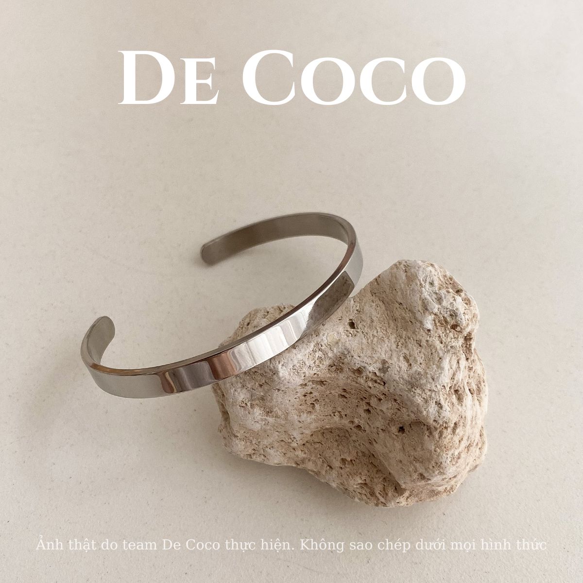 Vòng tay Basic Cuff, vòng tay đôi thép titan cao cấp De Coco