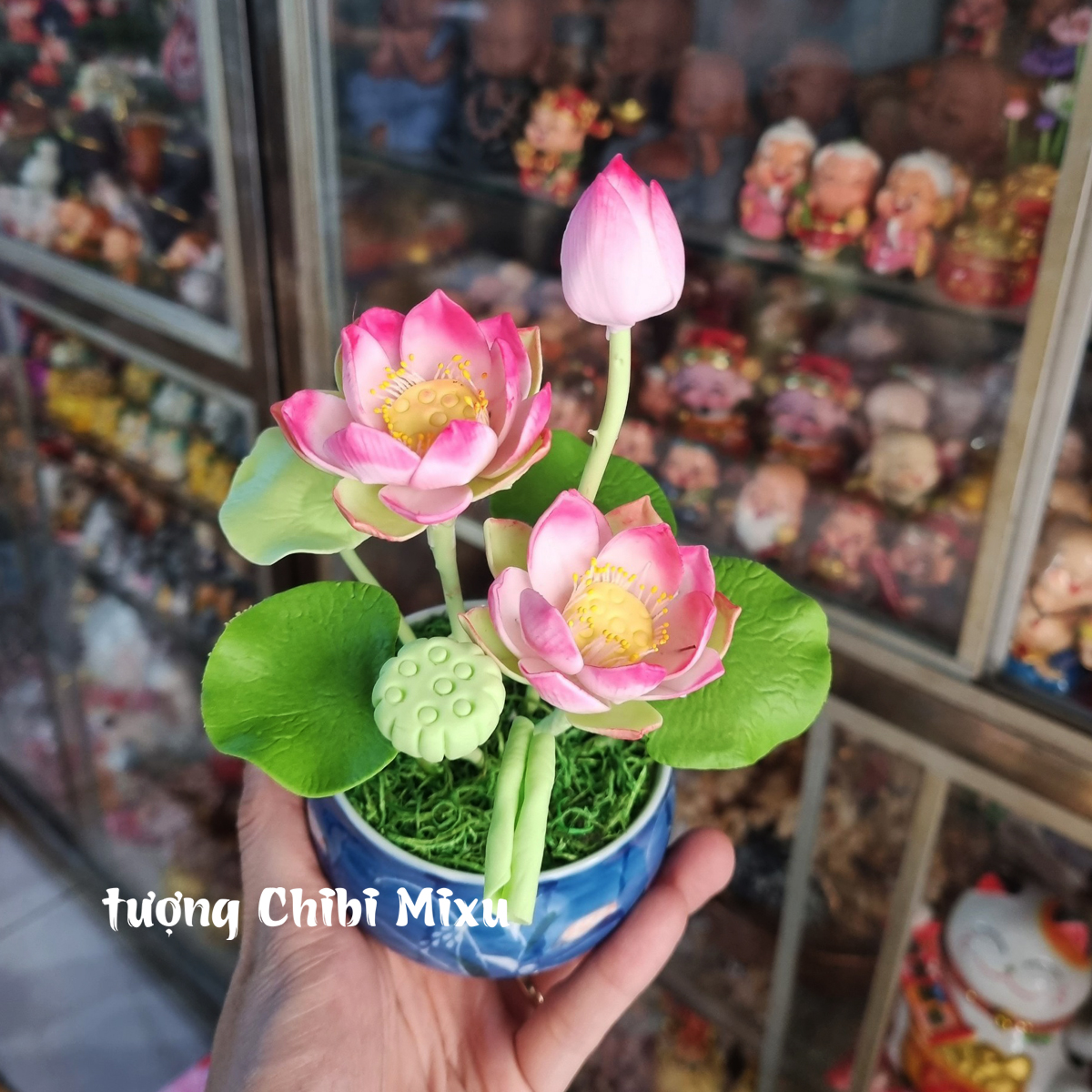 Chậu hoa sen bằng đất sét Nhật 20cm