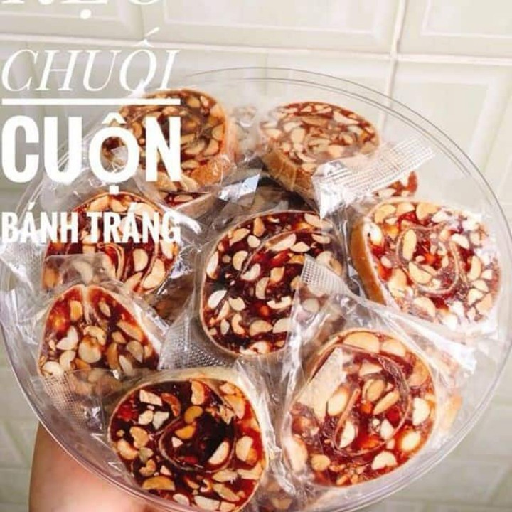 Kẹo Chuối Cuộn Đậu Phộng Siêu Ngon 500g ăn vặt