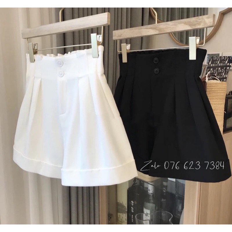 Quần shorts nữ chất liệu tuyết mưa, quần short nữ lưng cao sẻ cạp, quần đùi túi vuông chất tuyết mưa tb8347834