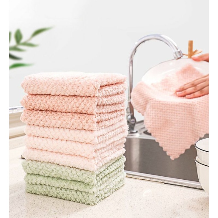 Combo 5 khăn lau bát đĩa nhà bếp đa năng sợi cotton mềm, khăn lau bát đĩa nhà bếp đa năng