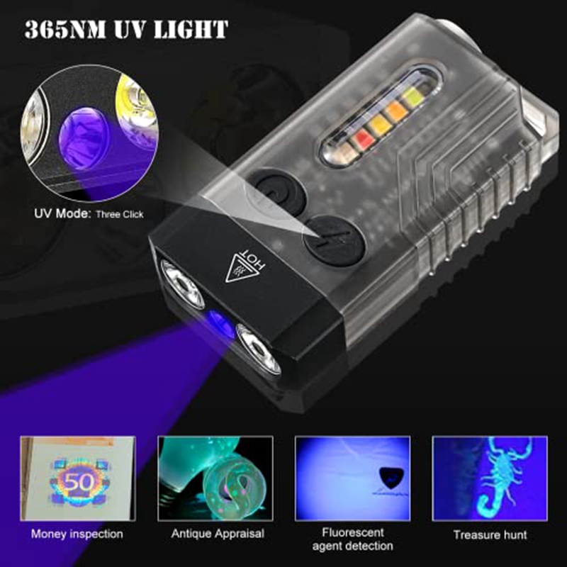 Keychain Flashlight Flashlight LED 13 Light Modes 1000 High Lumen IPX4 Mini Flashlight