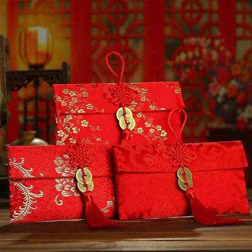 Combo 50 Bao lì xì đỏ thổ cẩm được lựa mẫu