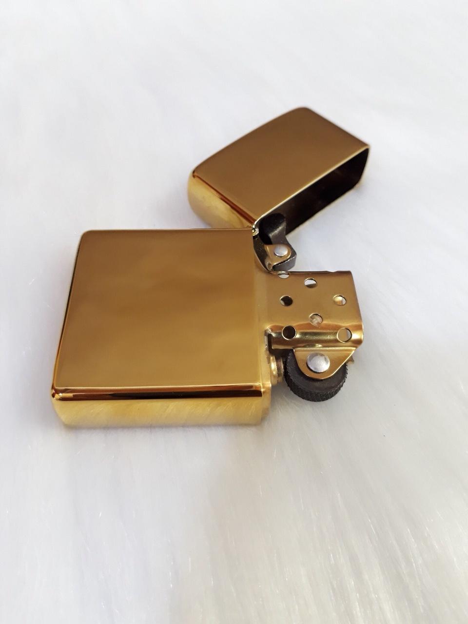 [HCM]Bật Lửa Zippo Vàng Trơn Ruột Vàng Cao Cấp