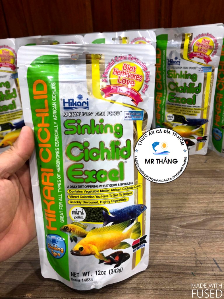 Hikari Sinking Cichlid Excel (342gram - hạt chìm, Size Mini): Thức ăn cho các dòng cá Ali