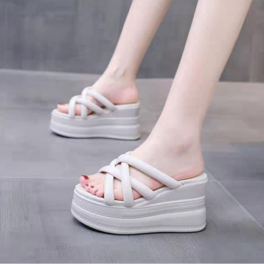 Dép xuồng dây chéo da bóng 8p hàng cao cấp