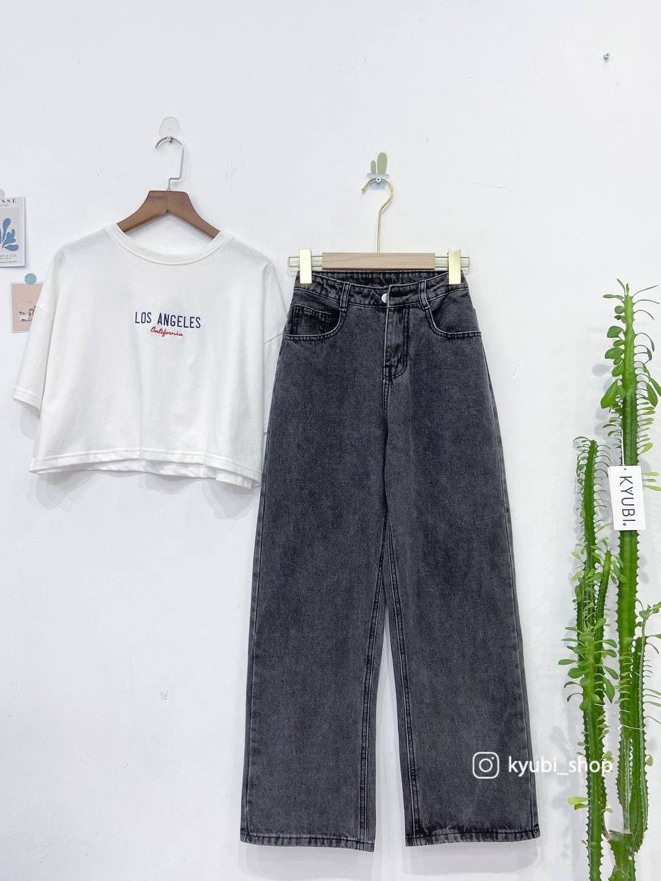 [VOUCHER 12%/149K] Quần jean nữ ống rộng đen xám phong cách Ulzzang School (Có Bigsize) - Quần jeans baggy suông Kyubi JC25