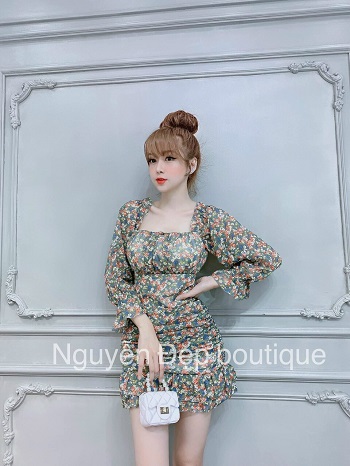 Đầm lụa hoa đuôi cá tay dài thời trang siêu xinh
