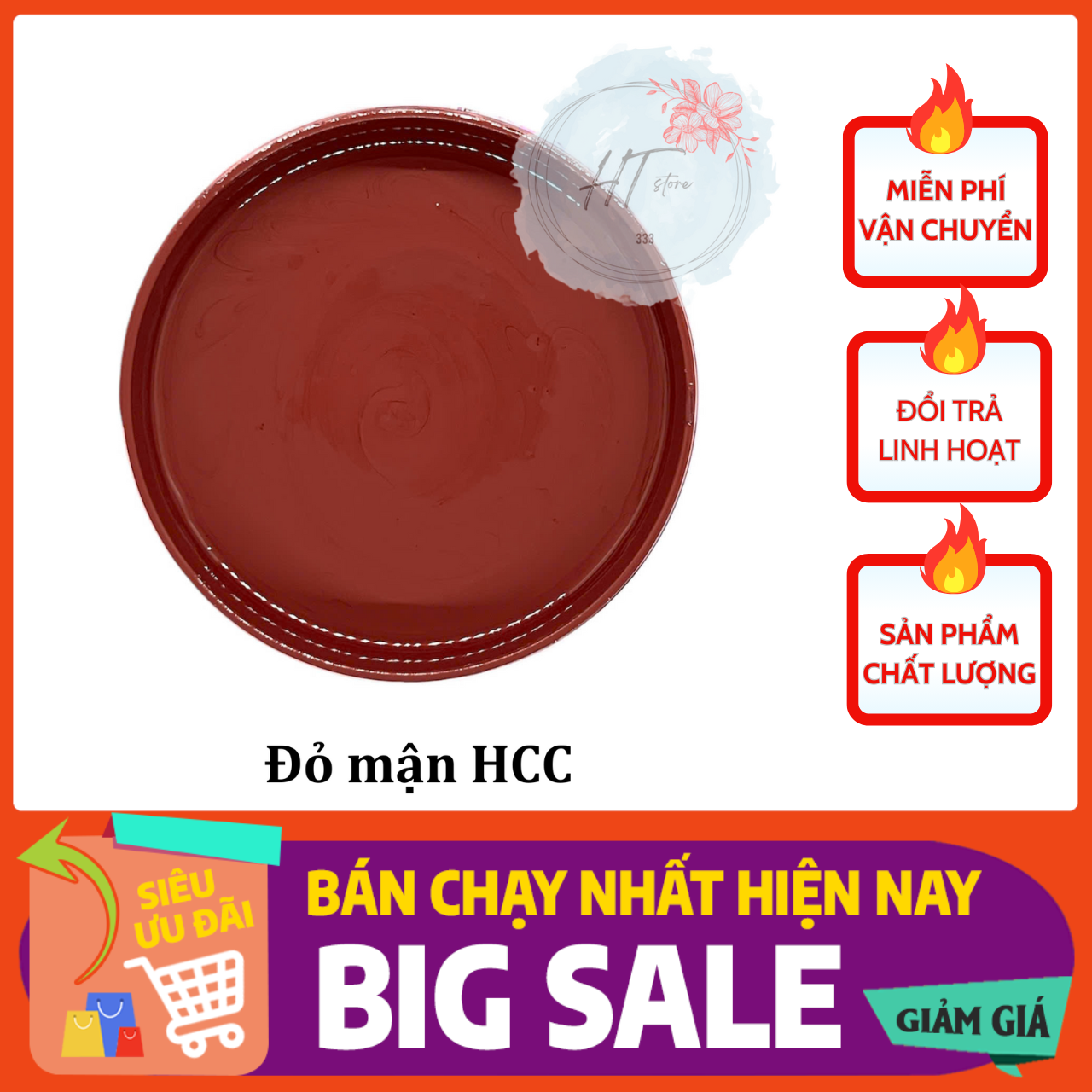 Sơn chậu màu đỏ mận ngoại thất cao cấp và cọ quét sơn