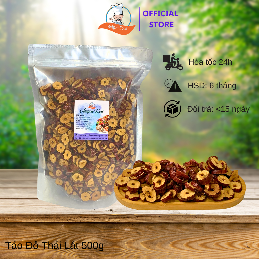 500gr táo đỏ cắt lát sấy khô - saigonfood