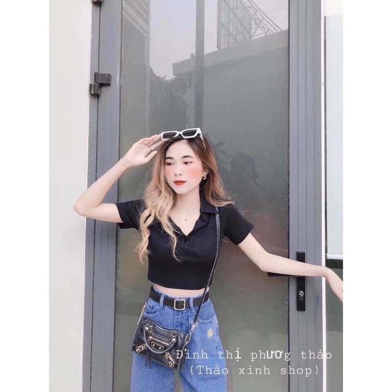 [HCM]Áo croptop cổ trụ Plo áo cổ trụ Plo