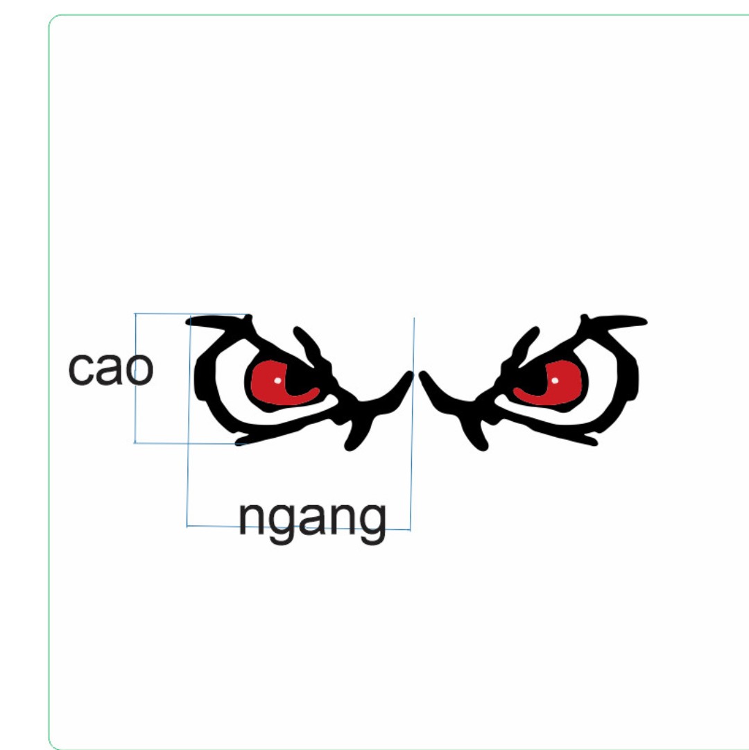 Tem decal đôi mắt quỷ dán trang trí xe tải, ô tô(sl: 1 đôi mắt)