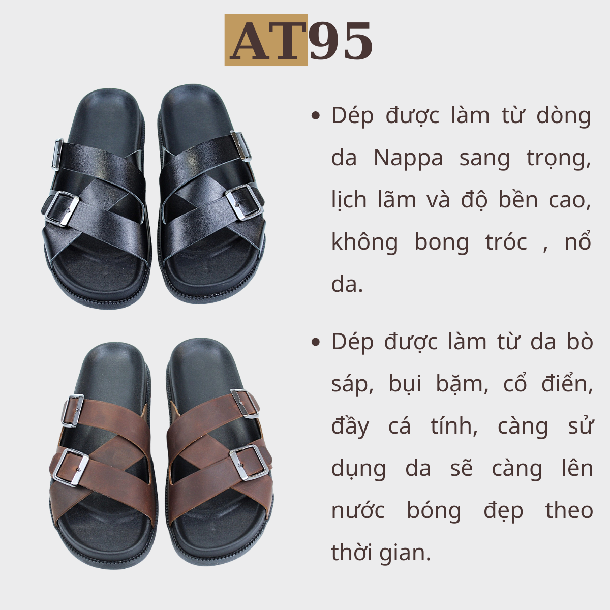 Dép đế đúc da bò thật hàng thủ công
