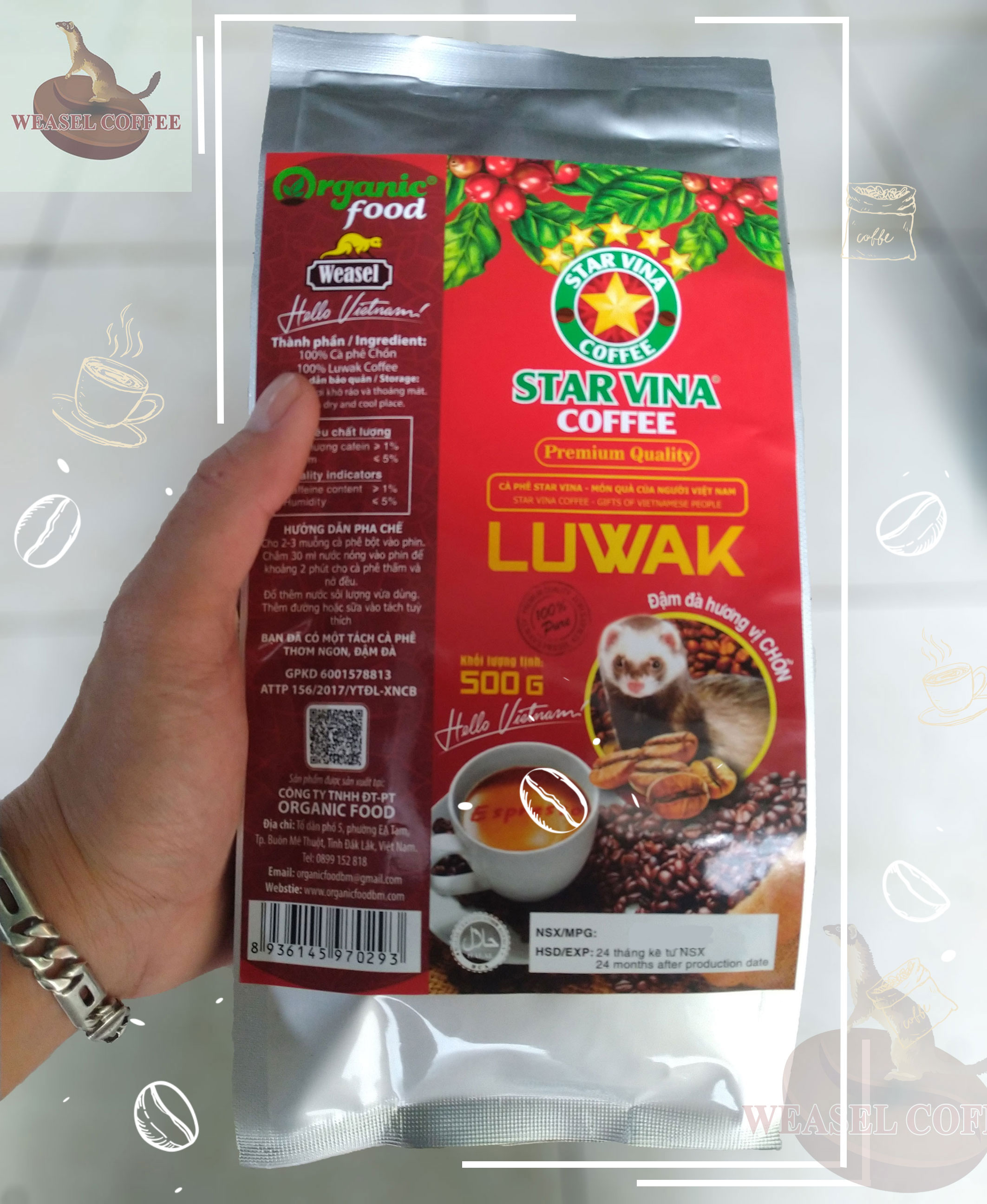 Cà Phê Chồn Luwak - 500g Hạt